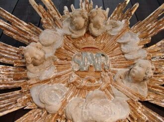 18th century metal and wooden gilded religious starburst c.1790