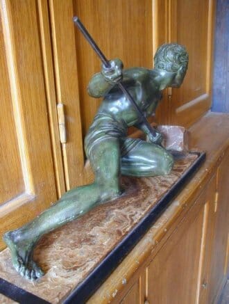 Spelter deco figurine on marble base c.1930