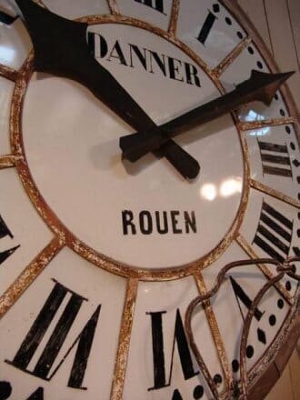 Antique French oak and opaline clock face from Rouen c.1880