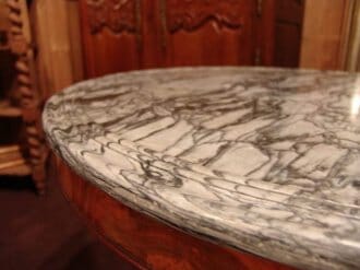 Napoleon III round marble top mahogany pedestal table c.1860