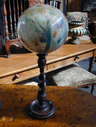 Antique wig holder stands with glass dye ball carriers c.1860