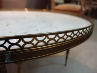 Circular brass and marble top coffee table c.1960