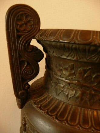 Pair of white metal vases with olive bronze patination c.1900