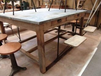 Chocalatiers table c.1920 with Belgian bluestone top