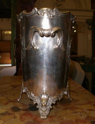 Silver plated monogrammed champagne bucket c.1880s