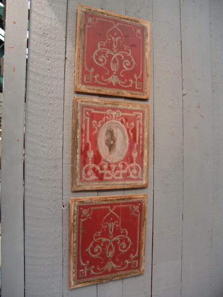 Set of three Decorative painted panels c.1850