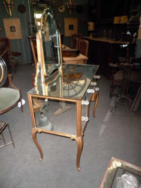 French 1940's mirrored dressing table with verre eglomise detail