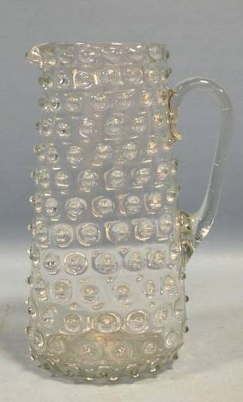 Hand-blown Liegeois French glass pitcher