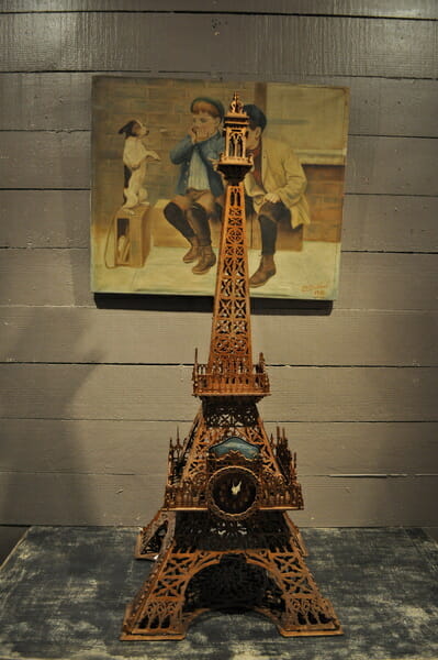 1950's Eiffel Tower model with clock feature