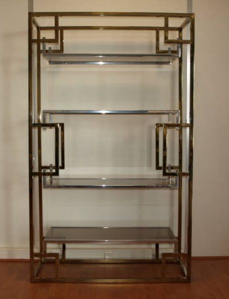 Etagere shelving unit in chrome and brass by Willy Rizzo c.1970