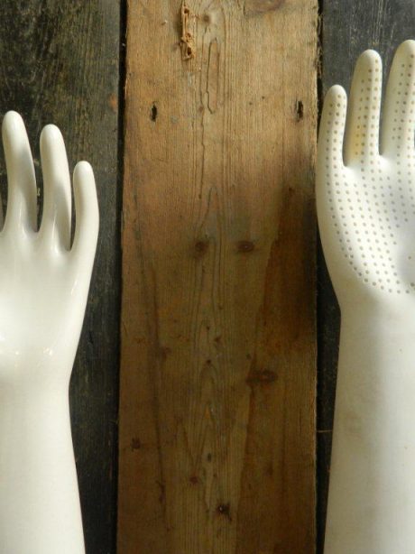 1950's Industrial porcelain glazed glove moulds from Germany