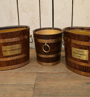 Wood and brass champagne buckets c.1960