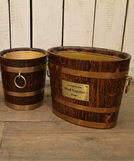 Wood and brass champagne buckets c.1960