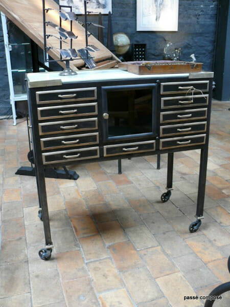 French metal and steel dentist cabinet c.1920