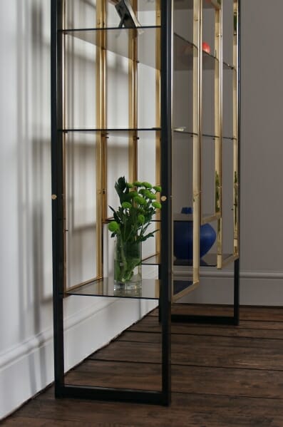 French metal and brass shelving unit c.1970