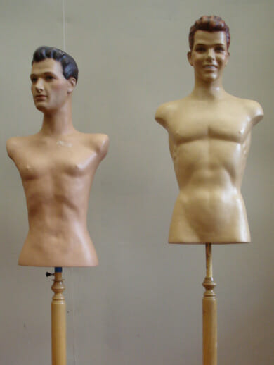 Pair of male shop mannequins from 1970's
