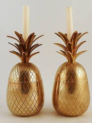Brass ice buckets, fashioned as a pineapple from the 1960's