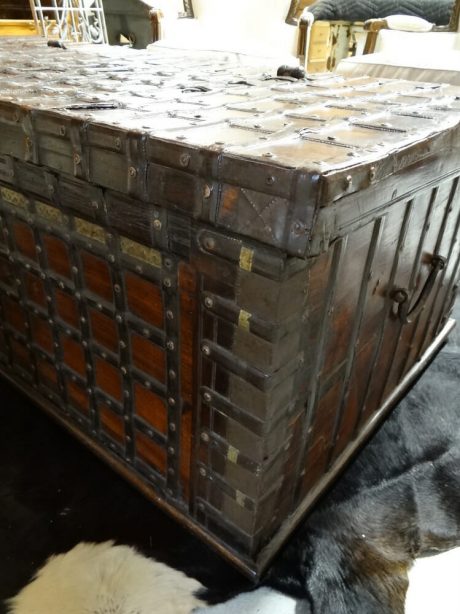 Antique Rajasthan iron bound teak trunk c.1860