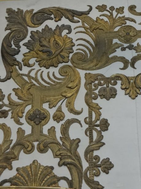 Embroidered gilt metal and silk panel from a church altar c.1820