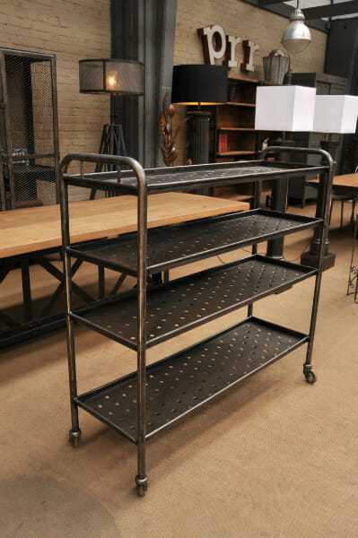 French metal industrial trolley on wheels c.1950