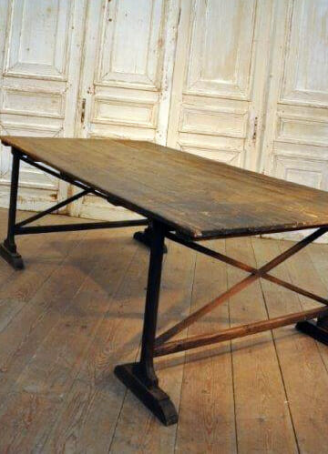 Industrial pine trestle table c.1900