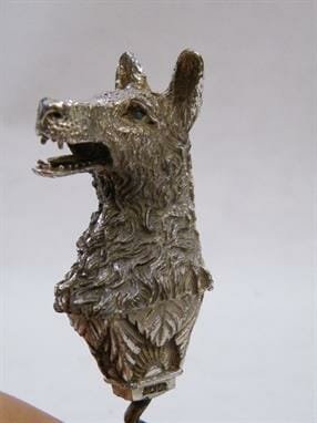 Early 20th century silver dogs head corkscrew