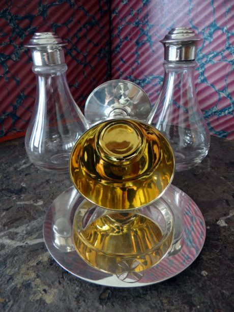 A WWII silver plated military chaplain`s travelling communion set