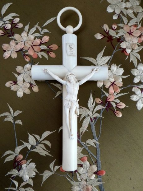 French antique Christ ivory crucifix c.1880