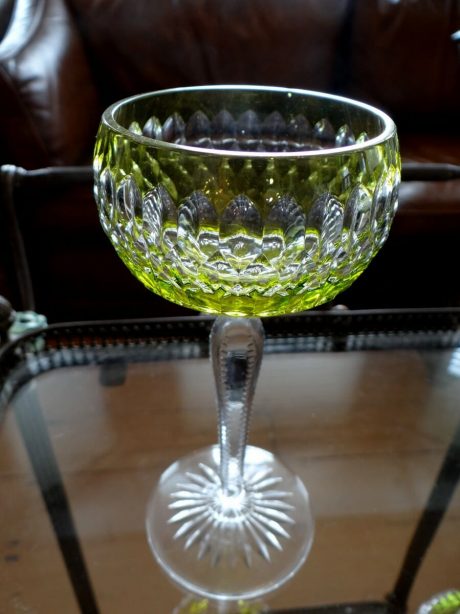 Six coloured crystal glasses (Val St Lambert) c.1950