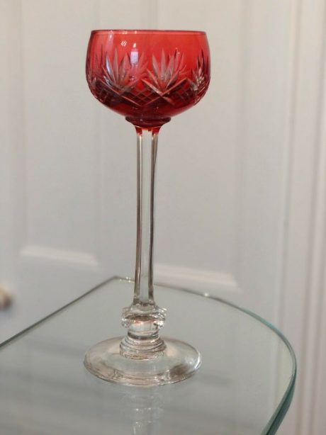 Six petite liqueur crystal VSL glasses c.1940