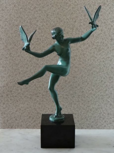 French Art Deco figurine the bird lady c.1930