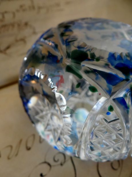 Paint splatter effect VSL crystal paperweight c.1940