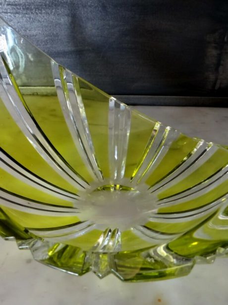 Chartreuse coloured Val St Lambert cigar ash tray