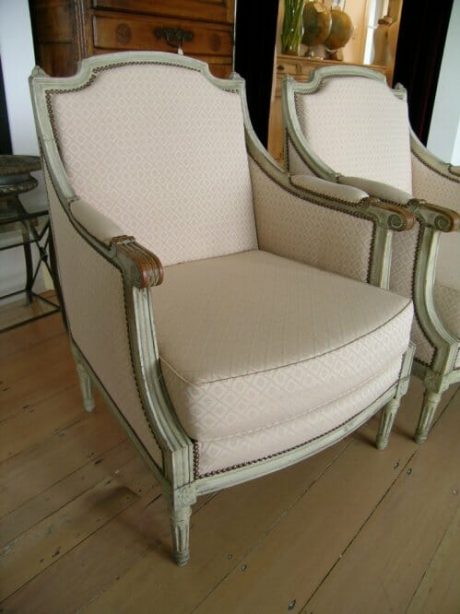Pair of 1920s Louis XVI style painted fauteuils