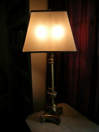 Antique gilded candlestick table lamp c.1880