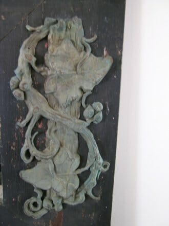 Pair of 1930s Black Pine Mirrors with zinc decoration