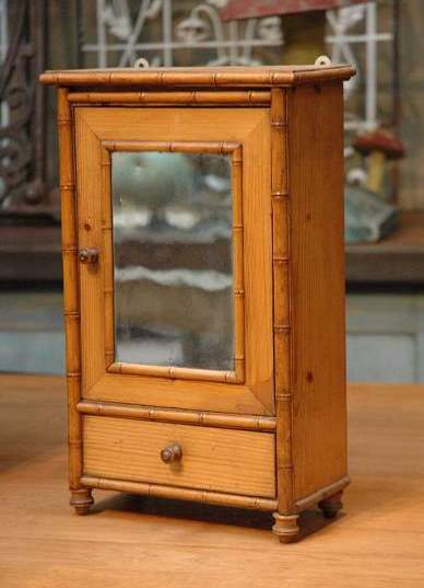 Faux bamboo petite wooden armoire c.1910