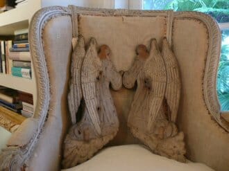 Pair of Directoire painted wooden angels c.1830