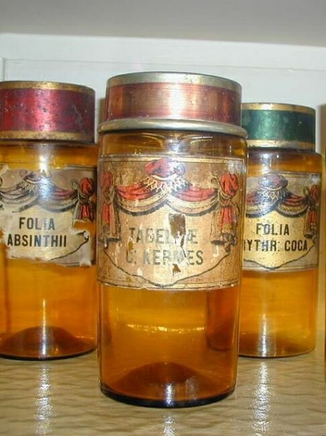 Antique pharmaceutical glass jars c 1910