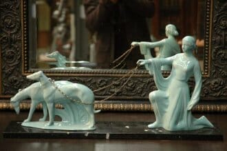Pale blue porcelain art deco figurine c.1930