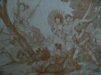 1920s Toile de Jouy four panel folding screen