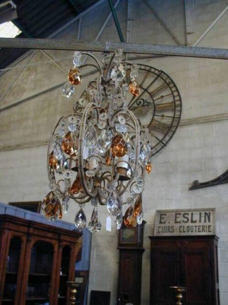 French 1940s amber and glass chandelier