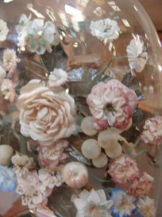 Napoleon III faux silk flowers in OLD PARIS gilded ceramic vase c.1860