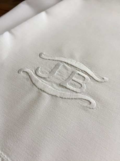 Antique French linen JB Monogrammed Sheet sets