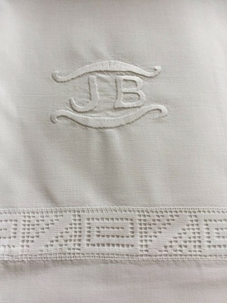 Antique French linen JB Monogrammed Sheet sets