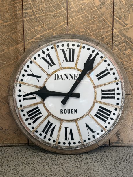 Antique French oak and opaline clock face from Rouen c.1880