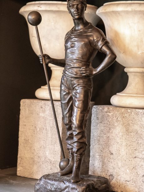Antique bronze sculpture The Athlete by Charles Anfrie'