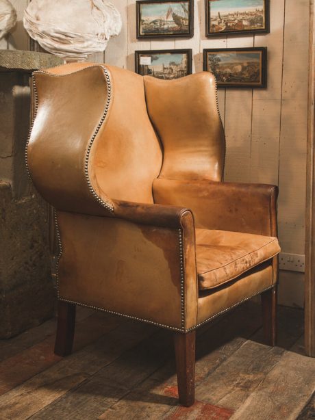 English leather wing chair c.1900