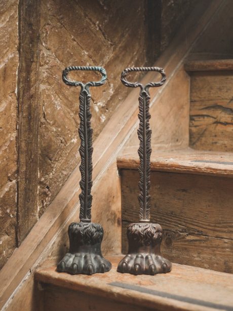An English Brass Lions Paw Door stop c.1860