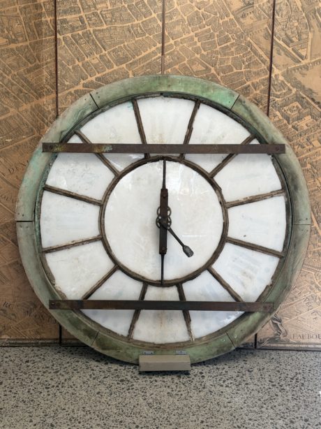 Antique French oak and opaline clock face from Rouen c.1880